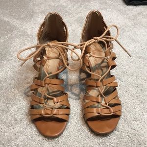 Tan Lace Up 3” Sandals